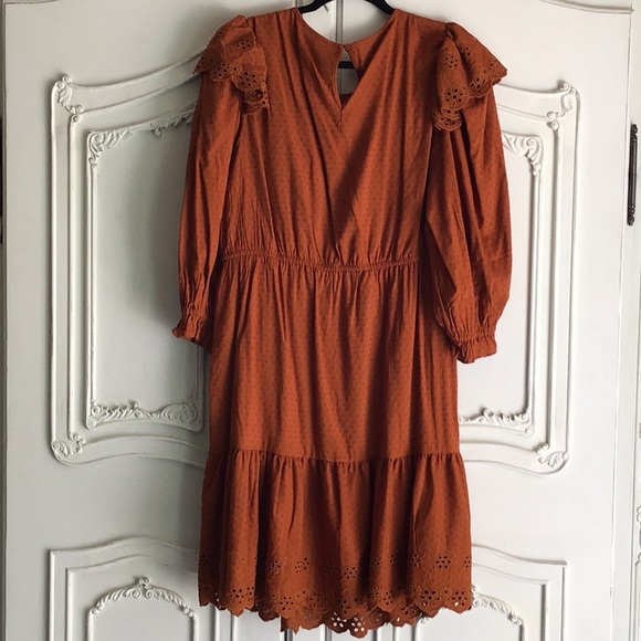 NWT Plus Size XXL universal thread eyelet  round neck dress rust burnt orange - Picture 4 of 6